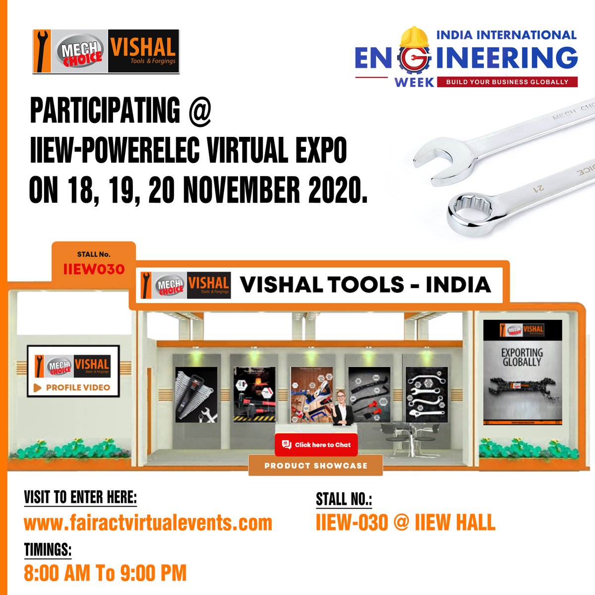 Vishal_Tools_B9's tweet photo. Participating @ IIEW-Powerelec Virtual Expo 
on 18, 19, 20 November 2020.
Enter Virtual Expo here: https://t.co/DN8wdo6Y0I 
Stall No.: IIEW-030 @ IIEW HALL https://t.co/qNFHVMfxb8