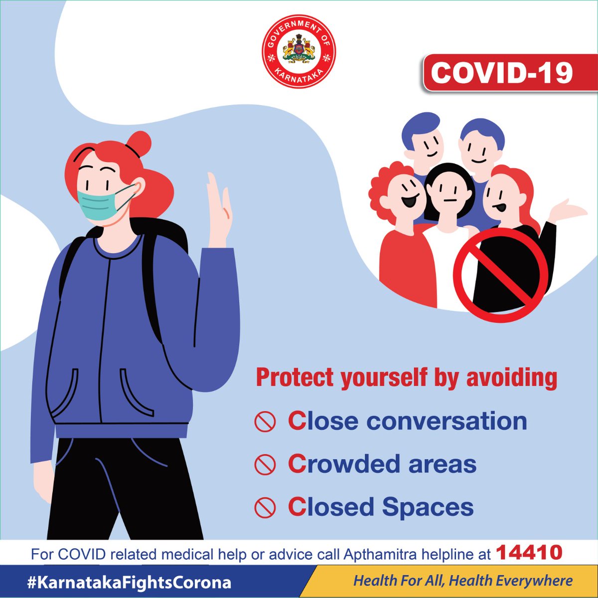 Corona can be fatal. Until a cure is found, mask is your vaccine. Use mask at all times. Maintain social distancing & sanitize your hands. #KarnatakaFightsCorona