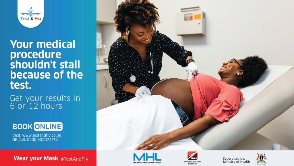 iamEkirungi's tweet image. Get a COVID-19 test done today at your own convince and get your results within the shortest time possible. 
Emergency 500,000/= results out within 4-6hrs 
Standard 245,000/= results out within 12hrs
Book right now through testandfly.co.ug, call 0200 902 074
#TestAndFly