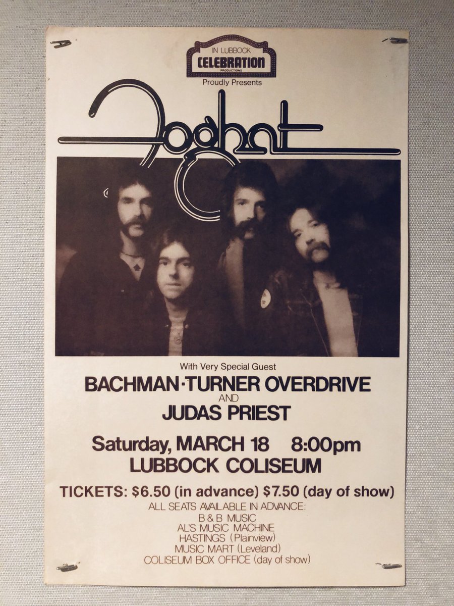 lumpfish7's tweet photo. Decorating...latest acquisition...original ⁦@judaspriest⁩ US STAINED CLASS Tour poster opening for #Foghat and #BTO March 18th 1978 TX #50heavymetalyears #judaspriest #robhalford #glenntipton #ianhill ⁦@thejayneandrews⁩ ⁦@RichieFaulkner⁩ ⁦@mr_scotttravis⁩ https://t.co/IN0ommaGFO