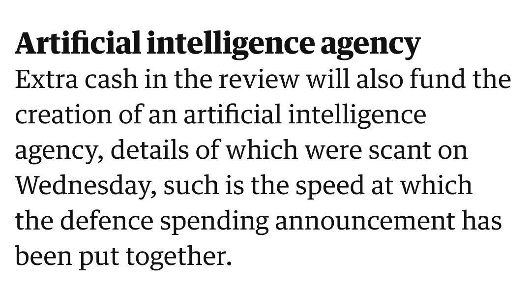 But it's fine! Fine! Because instead of using that money to create a sustainable energy supply or insulate homes, we're building Skynet instead.Probably.