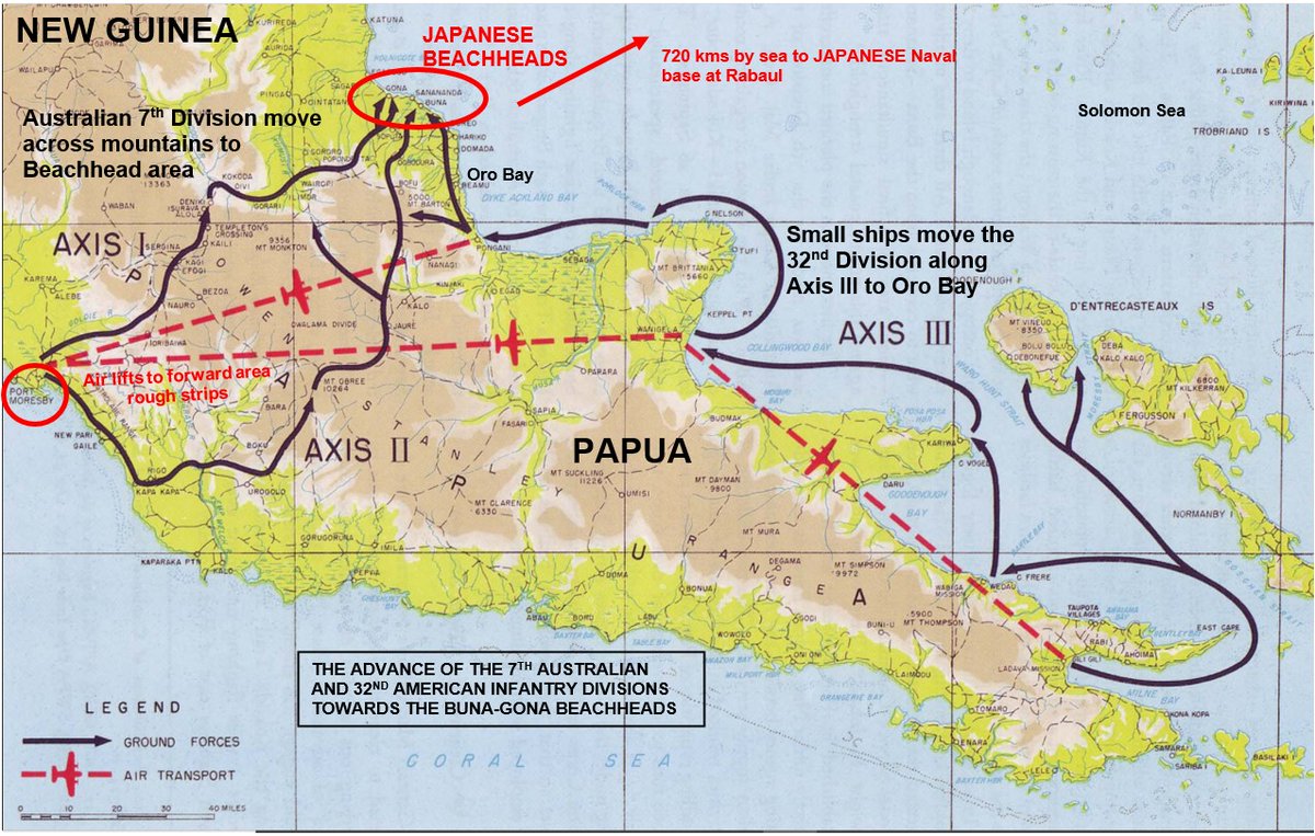 As the Australian 7 Div struggled north towards the enemy beachheads, the US 32d “Red Arrow” Division had quietly arrived on the lower northeast Papuan coast around Wanigela.Until 15 Nov Japanese HQ of 6,000 garrison troops was oblivious to the approaching American presence.2/9