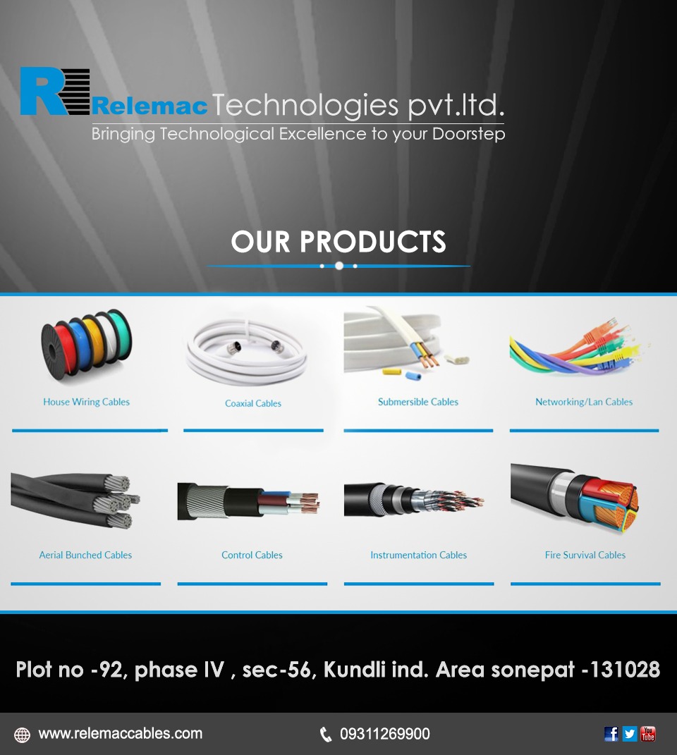 TheRelemac's tweet photo. Relemac Technologies Pvt. Ltd. offer a wide variety of products including #HouseWiringCables #SubmersibleCables #LanCables #CoaxialCables #PTFECables #XLPECables #PVCCables #AerialBunchedCables #FlexibleControlCables #InstrumentationCables etc.
Link : https://t.co/d7lsWiJV3T https://t.co/YKhX1NVz2O