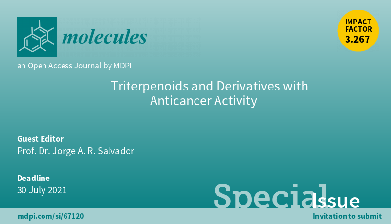 Molecules_MDPI's tweet photo. 📢 New Special Issue Open for Submissions: Triterpenoids and Derivatives with Anticancer Activity
✏️ Guest edited by Prof. Dr. Jorge A. R. Salvador from University of Coimbra in Portugal
🔗 https://t.co/CyPukLKCS5
📌 #NaturalTriterpenoids #Derivatives #AnticancerActivity https://t.co/BeUWUM2A9c