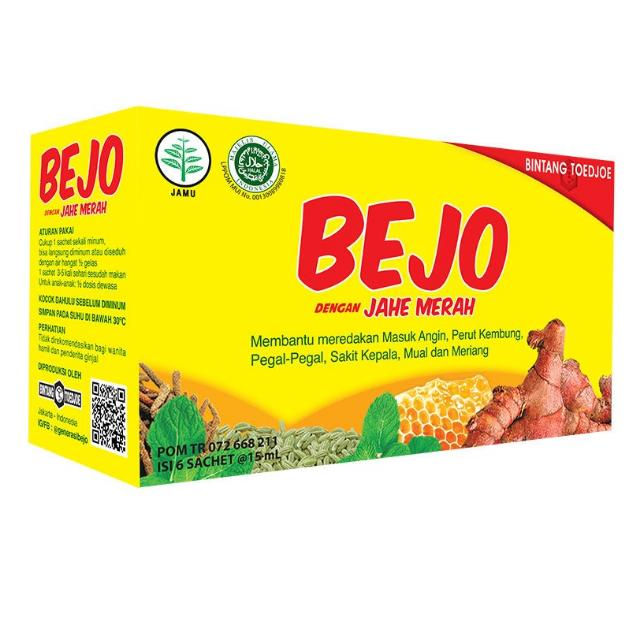 #BejoJaheMerah Sachet isi 6 adalah obat masuk angin herbal halal untuk membantu meredakan masuk angin, perut kembung, pegal-pegal, sakit kepala, mual dan meriang #indonesiabisasehat