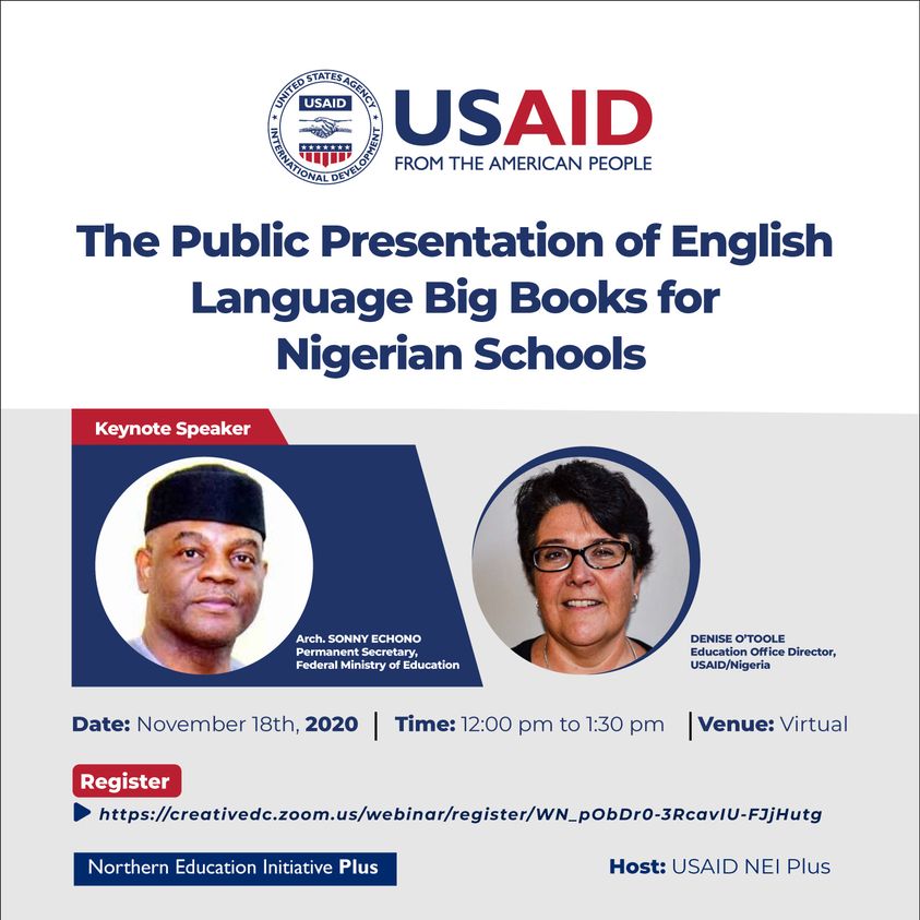 USAIDNEIPlus's tweet photo. "I am pleased to see these 15 Big Books. The Federal Ministry of Education is ready to consolidate and sustain the gains of the USAID NEI Plus project across other states in Nigeria, " says the keynote speaker, Arch Sonny Echono. #BigBooksPublicPresentation 
@fmenigeria1 https://t.co/dbbyX1WuYQ