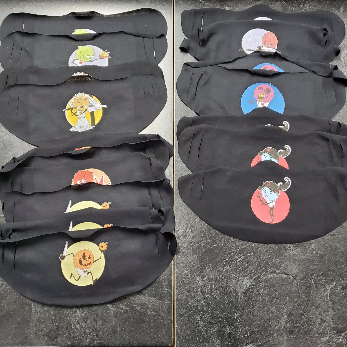 best_syrups's tweet photo. A completely different type of masks with our Flavor Creatures are getting ready too. #TEAMYME #BestSyrup #FlavorFactory #creatures #CreatureWears #clothingbrand #clothingporn #clothingline #salesforce #NilesMi #shopsmallbusiness #shoplocal #BackAlleyVinyl #barkingspider https://t.co/YStpOKfTPu