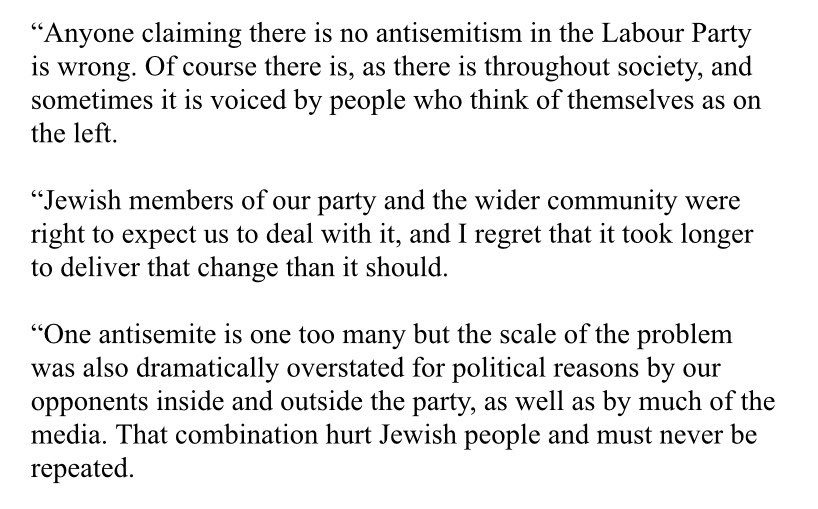 Here’s the relevant part of Corbyn’s post EHRC statement. He neither said the EHRC report, nor the issue of antisemitism in the Labour Party have been “all exaggerated”.The inability of so much of our media to routinely deal with basic facts is maddening.