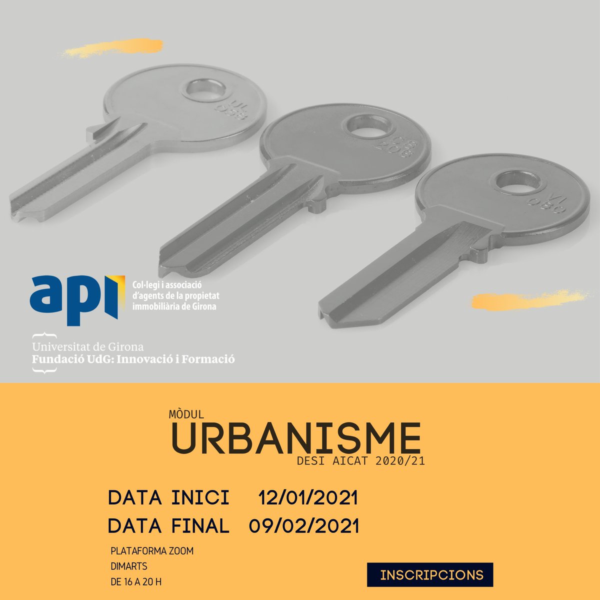 apigirona's tweet image. El mòdul d’Urbanisme del #DESI #AICAT @fundacioudg estrenarà el 2021. Ja tens la teva plaça reservada? 

📅 Inici 12/01/2021
🕞 els dimarts de 16h a 20 h
💻 on line
ℹ️  apigirona.com/cat/api/curs/6…

#apiGirona #formacióAPI #urbanisme