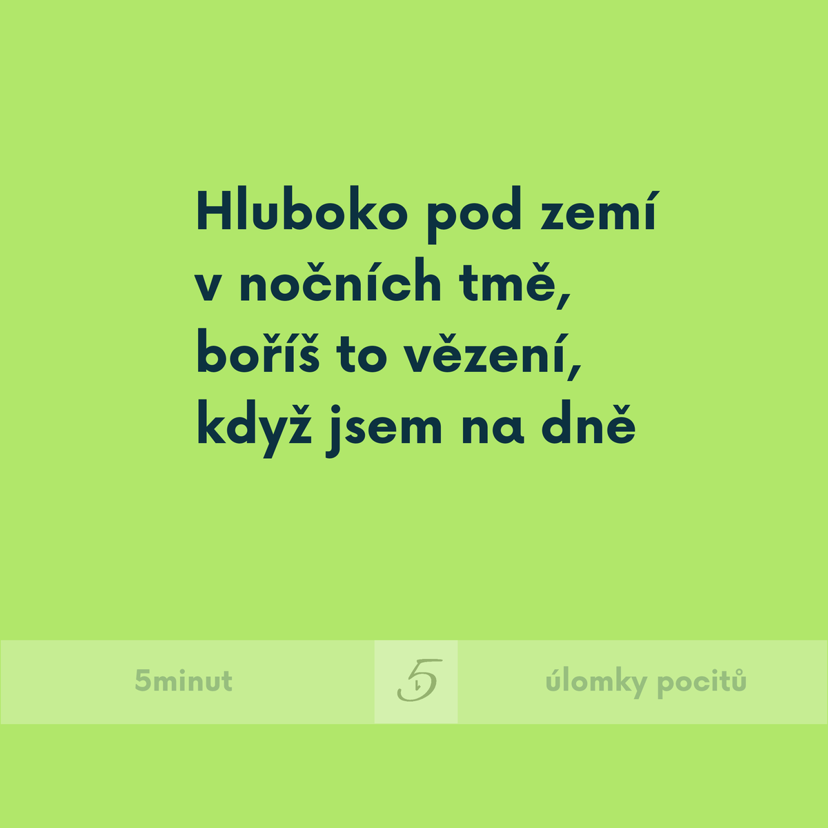 10minut_'s tweet photo. Hluboko pod zemí
v nočních tmě,
boříš to vězení,
když jsem na dně.

Původně na https://t.co/8nWp2eK6cF

#kazdydenjednabasen #5minut #basen #poem #poetry #poezie #poeta #verse #versotepec #cz #czechpoetry #kratke #pocit #hluboko #tma #temnota #noc #vezeni #dno #jistota #zivot https://t.co/DQRRSBh0uW