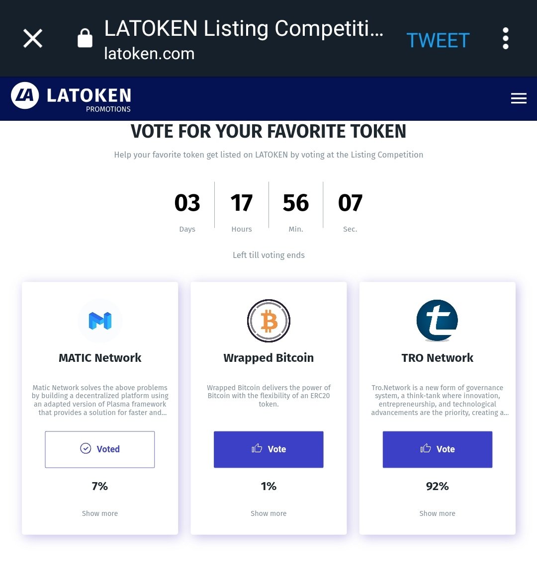 mrrpiusz's tweet photo. I just voted for @maticnetwork to get listed on @latokens exchange. You too can vote to get could do yours and also make $MATIC listed on the exchange.

Vote here : https://t.co/6u1AP632Xy

#BuildWithMatic #PoweredbyMatic #Vote https://t.co/XeyJ1gjeLW