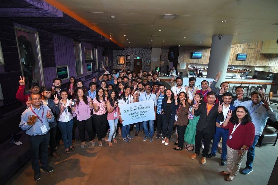ShivNadarUniv's tweet photo. #ThrowbackThursday
Throwback to the Hyderabad Chapter Alumni Meet in March 2020. Alumni from the Class of 2015, 2016, 2017, and 2018 reunited with SNU's staff and faculty members to reminisce and catch up with everyone.
#shivnadaruniversity #alumnimeet2020 https://t.co/iWZ0b2PT8u