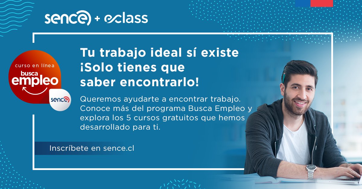eclass's tweet image. 😃INSCRÍBETE GRATIS en el Programa Busca Empleo eClass-SENCE. Son 5 cursos online, de corta duración y gratis, con foco en la búsqueda de empleo y la entrega de herramientas concretas para hacer más eficiente el trabajo
eclass.me/35I999q 
#elearning #empleo #haypega
