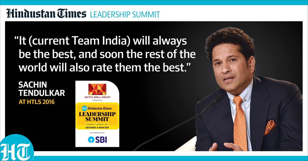 SportsbyHT's tweet photo. #HTLS2020 | #HTLSOverTheYears has graced may eminent leaders
In 2016, cricket legend @sachin_rt spoke about the Indian team and their position in the world
Watch global leaders draw a blueprint for what lies ahead for India and the world LIVE today at 6 pm.
Stay tuned! https://t.co/8MlIV5PZ82