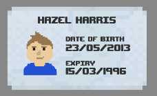 JosephGallear's tweet photo. added randomised ID cards which makes for some funny combinations like peter peterson here, but watch out for invalid IDs like hazel harris! @UkieStudents #raisethegamejam https://t.co/tWloii3y0q