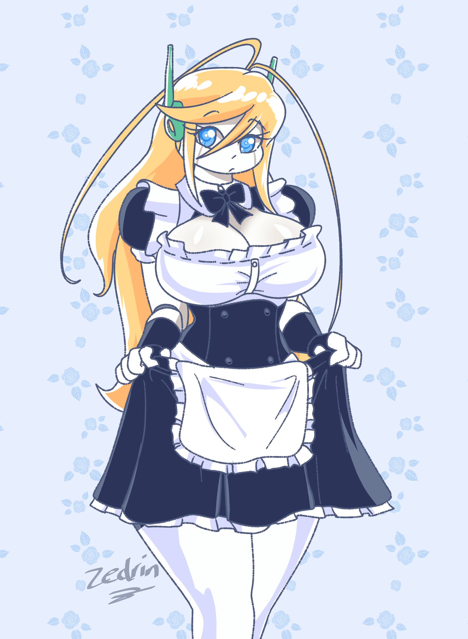 “Curly Brace in a maid outfit. 