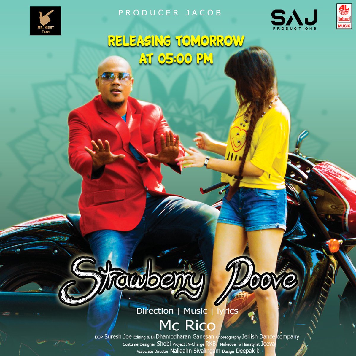 LahariMusic's tweet photo. #StrawberryPoove Music Video Releasing Tomorrow at 5 PM. https://t.co/6icTpifQy7