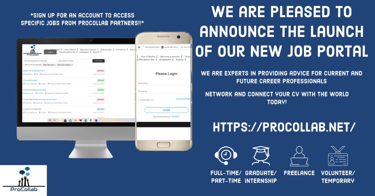 ProCollab_'s tweet image. We are excited to announce the launch of our #job portal which will provide new opportunities for a wide range of career professionals. Visit our website at lnkd.in/dn4VbG6 to apply for new roles!!
#career #graduates #networking #future #recruitment #hiring
