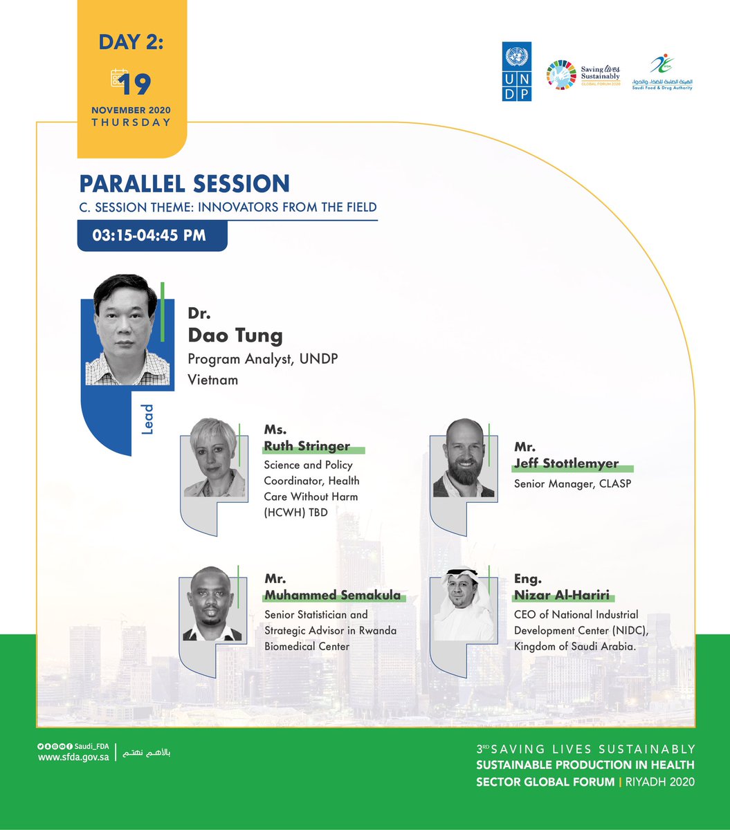 UN_SPHS's tweet photo. Live: #GlobalForumRiyadh Day 2 Parallel Sessions

Drug Safety &amp; Supply Chains: https://t.co/bcYHFhozkl

Supply Chain &amp; Gender: https://t.co/qBvJPTvArj

Innovators from the Field: https://t.co/XnKl69KfdC

D. Sustainable Procurement Index for Health Clinic: https://t.co/F7heNkO71s https://t.co/2c1snzepLl