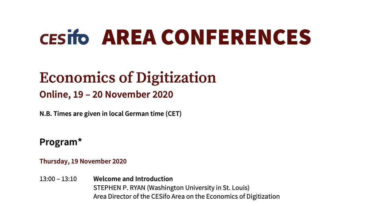 LHornuf's tweet photo. Excellent talks by @PWaelbro @CamilleTerrier1 and @leonmadio on #privacy and #online #platforms during the CES @ifo_Institut area conference on the Economics of Digitization. #diginomics @DiginomicsG https://t.co/CiRXfFDvc6