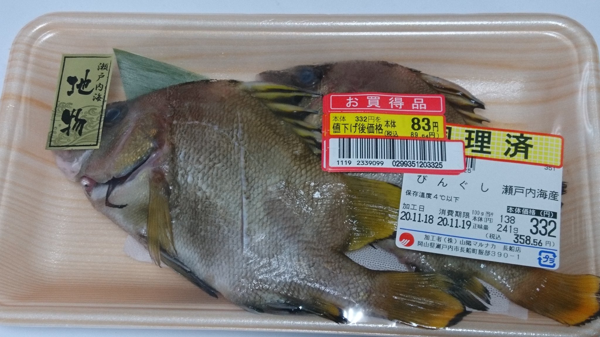 はらちゃん 今日は 仕事帰りに マルナカに寄ったら びんぐし を売っていたよ みなさんは びんぐしという魚を 知っていますか 標準和名は セトダイ あと地方名で タモリ とも言うよ 2匹いるので 塩焼きと煮付けにしたよ びん はらちゃん 今日は 仕事帰りに マルナカに寄ったら びんぐし を売っていたよ みなさんは びんぐしという魚を 知っていますか 標準和名は セトダイ あと地方名で タモリ とも言うよ 2匹いるので 塩焼きと煮付けにしたよ びん