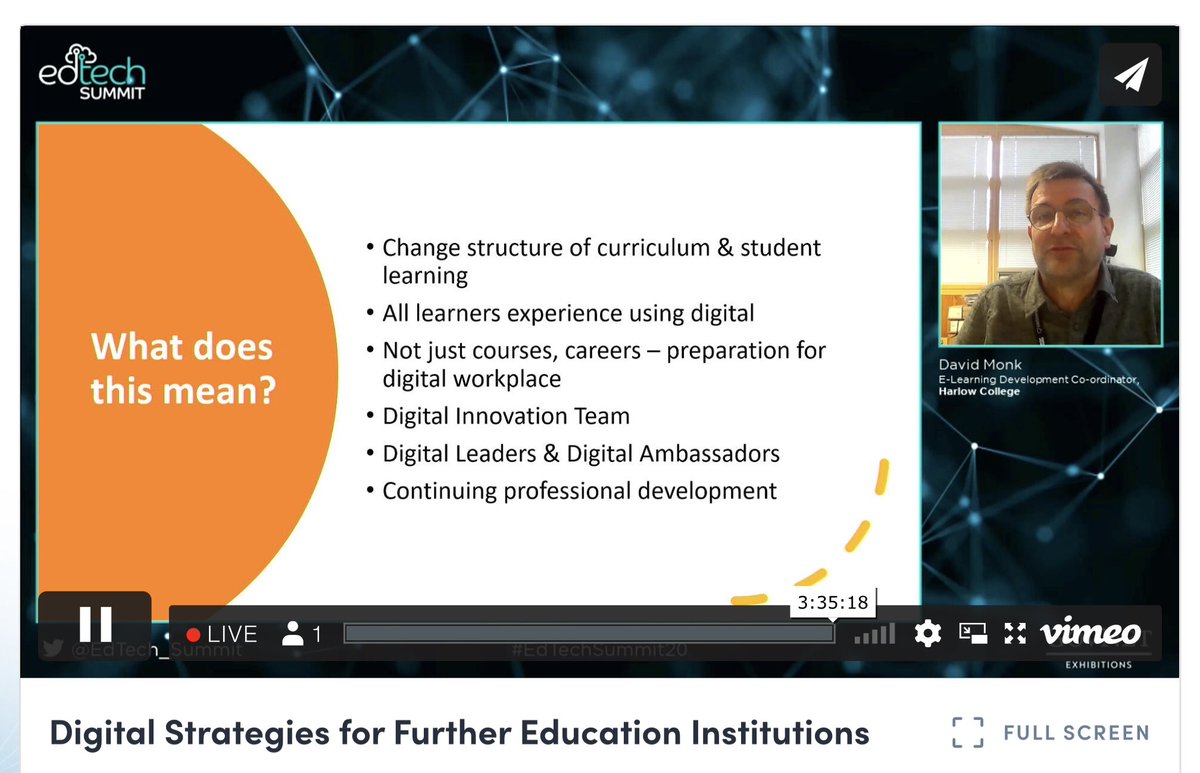 vikkiliogier's tweet photo. Impressive to see the breadth of activities delivered by the #Digital Innovation Team! Great to join the dots with the session chaired by @BobHarrisonEdu where @scottdhayden ref Student Digital Ambassador, approach also adopted at @HarlowCollege
#EdTechSummit20 #DIgitalVoiceXpert https://t.co/3HGvWCAziP