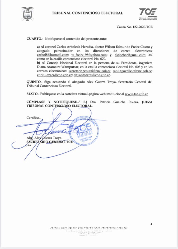 MashiRafael's tweet photo. 🔴🔴🔴
@CIDH 
@ONU
¡Increíble! 
TCE da “trámite” a la impugnación del coronel Carlos Arboleda, exministro de Gutiérrez, para eliminar al binomio Aráuz-Rabascall.
Ayer se les cayó lo de la SENAIN “paralela”, y ahora esto
¡Nos quieren robar las elecciones!
#EstánDesesperados https://t.co/E9Q3ZPP7VF