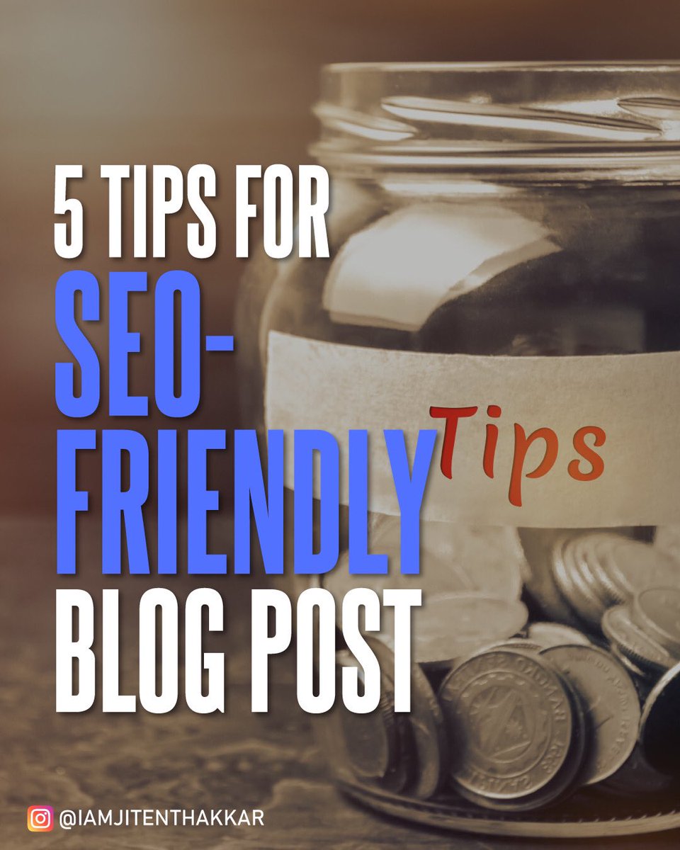 iamJitenThakkar's tweet photo. 5 Tips For SEO-Friendly Blog Post
Here is the complete checklist on how to craft SEO Friendly Blog Posts.
#SEO #SEOtips #OnPageSEO #SEObasics #seostrategy #MetaDescription #metadescriptionlength #metadescriptiontag #metatags #digitalforever
#blogpost #ecommerce #keywords https://t.co/qCuP311mLL