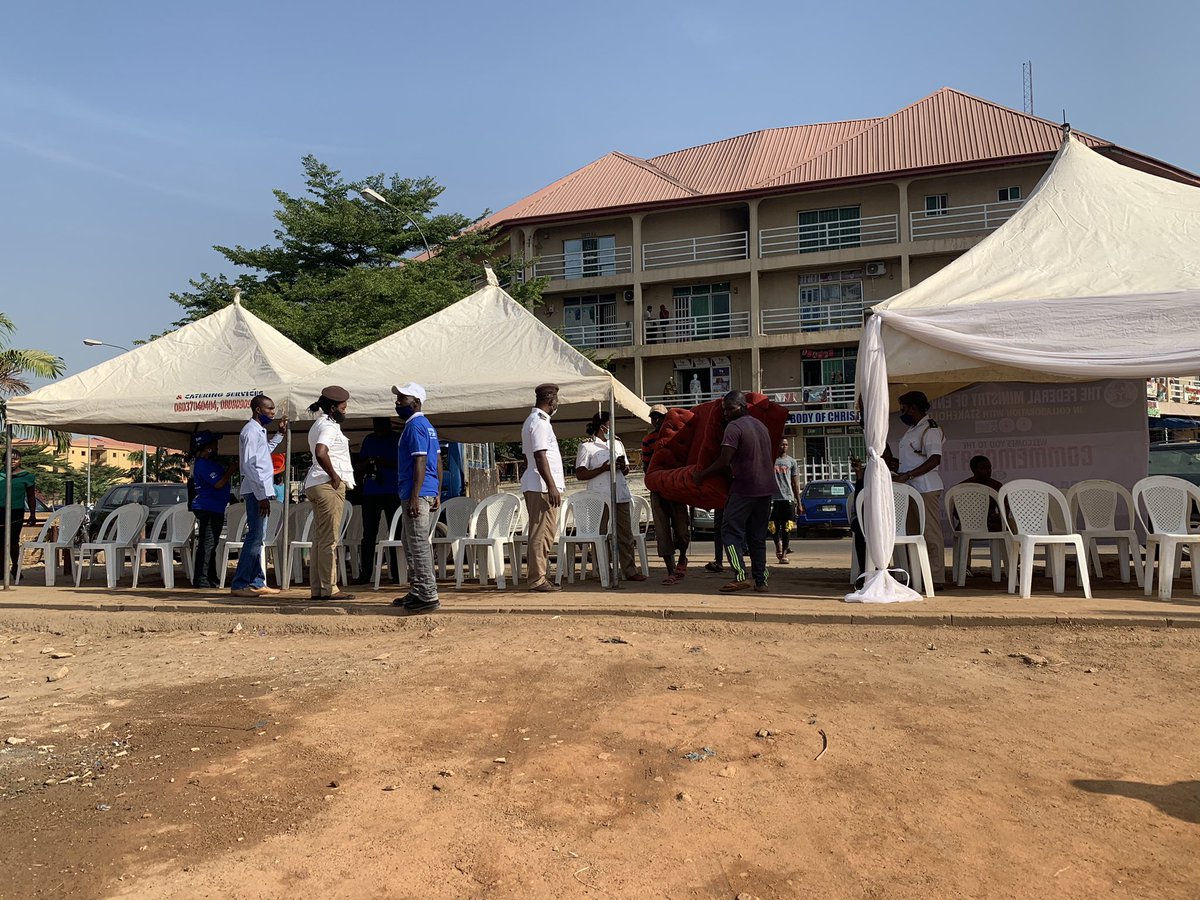 EHS_Division's tweet photo. All is set for the Commemoration of 2020 World Toilet Day. Waiting for the arrival of the Hon. Minister @DrMuhdMahmood at The Esu of Maje’s Palace Jabi, Abuja. https://t.co/ThLbPft6uw