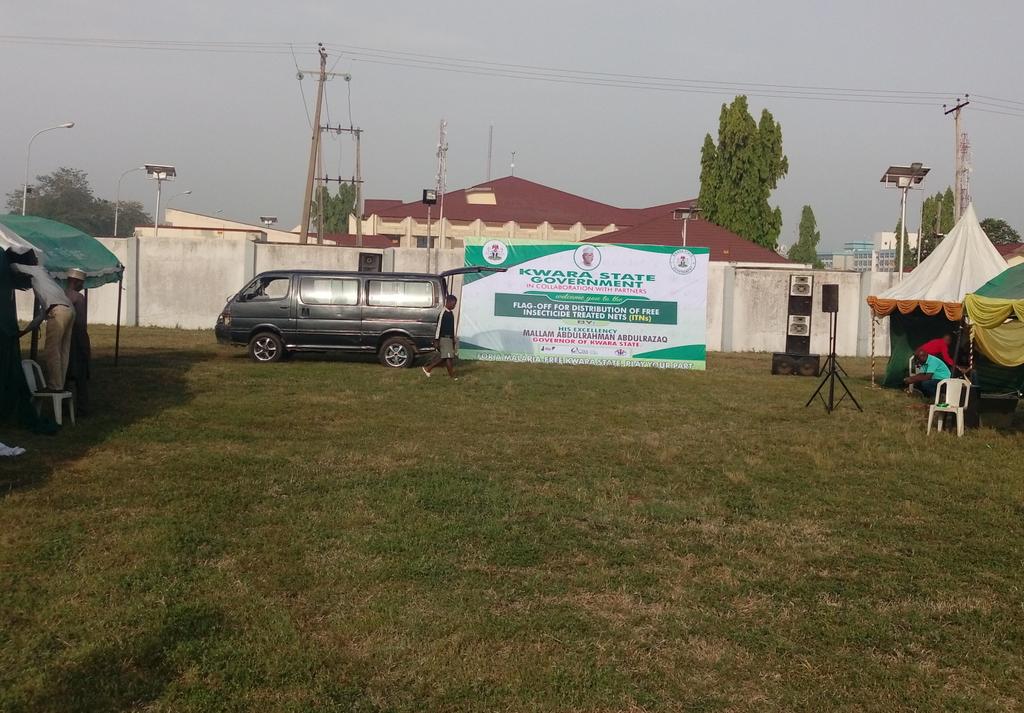 #KwaraITNcampaign2020 Flag-off event venue at <a href="/followKWSG/">Kwara State Government</a> Govt house. Preparations are in top gear to commense the event at 10am #ForAMalariaFreeKwara #PlayYourPart