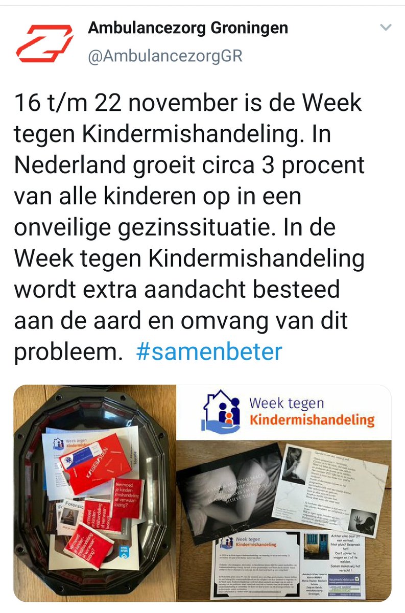 ForensicAwaren1's tweet photo. @WeektegenKM 
@ForensicAwaren1 
https://t.co/BJLoIL4lvN
Voor meer informatie over signalen herkennen van kindermishandeling. 
#bewustwording #dmvda @AmbulancezorgGR @kijlstra @UMCG_Ambulance https://t.co/swOOp8lrOG
