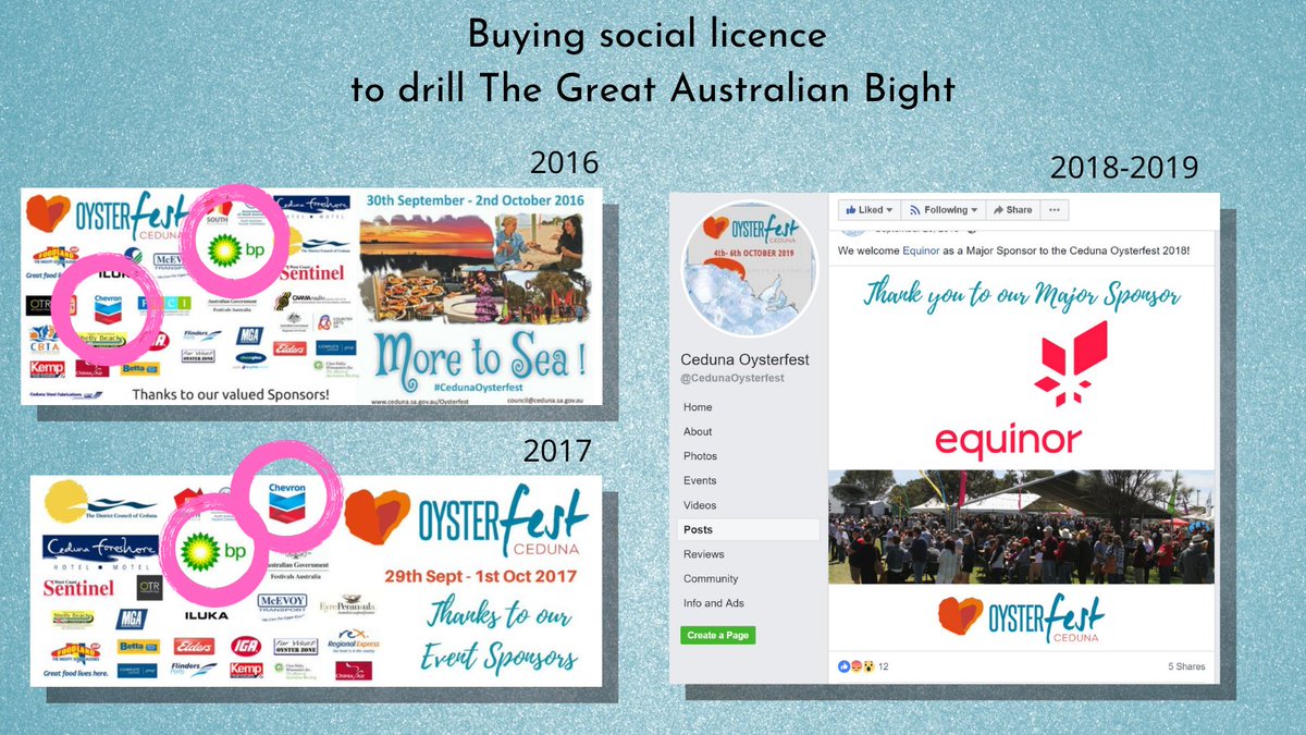 HOW DO YOU GET ONE: Fossil fuel companies will do what they can leave a positive impression with communities. One example: Equinor, like BP and Chevron before them, sponsored a local Oyster Festival to buy goodwill and social licence from the community.