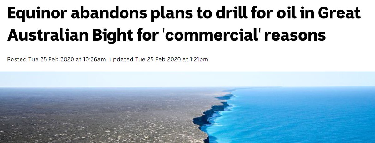 Equinor pulled out of the Bight in Feb 2020. They never admitted community pressure and the lack of a social licence was the reason, but it is safe to assume that not having a social licence poses a real material risk to oil companies.