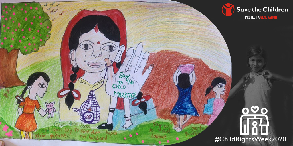 balrakshabharat's tweet image. Save the Children's monthly sessions, and trainings have helped children from our programme areas in Naupada #Odisha to be well informed about their rights. They made comics &amp;amp; paintings depicting the same for the #UNCRCWeek celebrations.
#ChildRightsWeek2020 #SayNoToChildMarriage