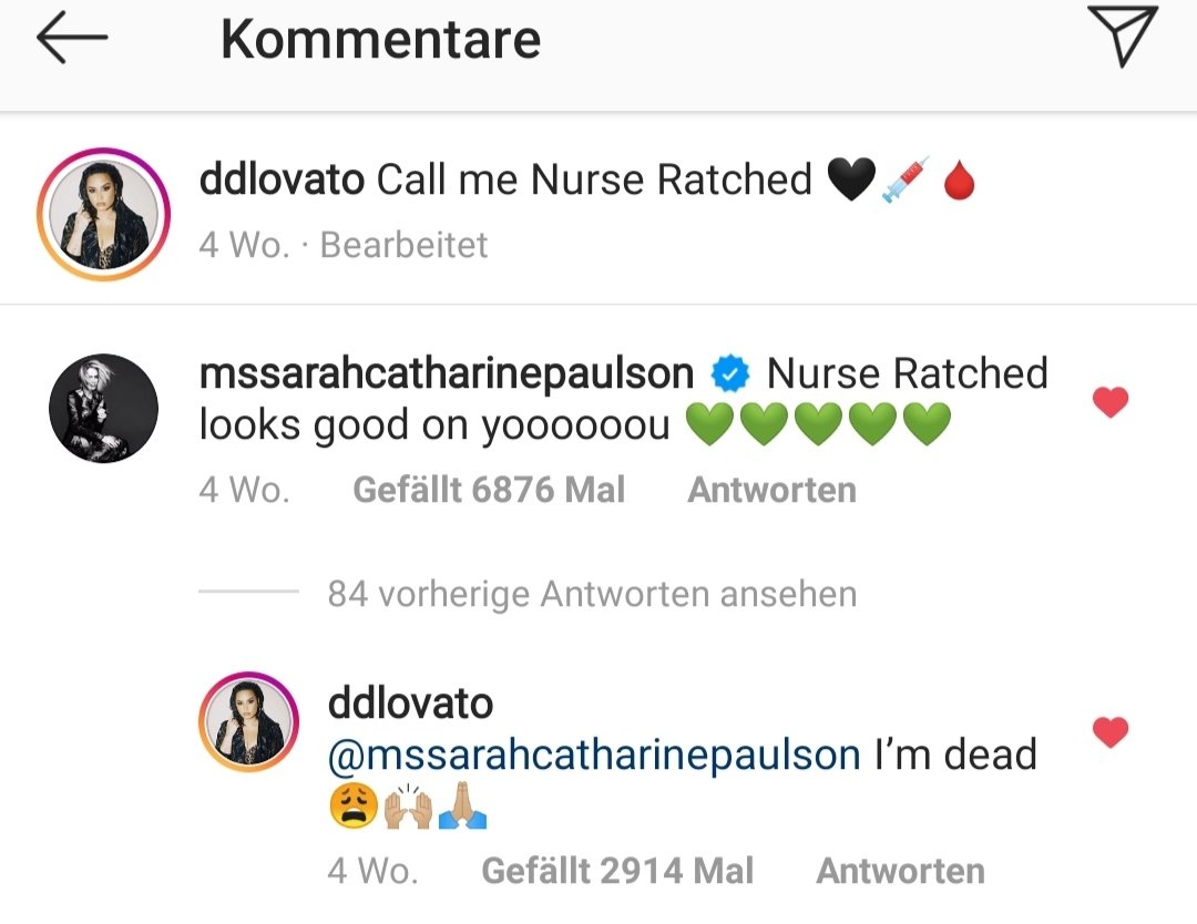 @jlover_girl1 @MsSarahPaulson @ddlovato @RokaelBeauty @KRITIKOZZZ They're interacting more on Instagram😉 for example: