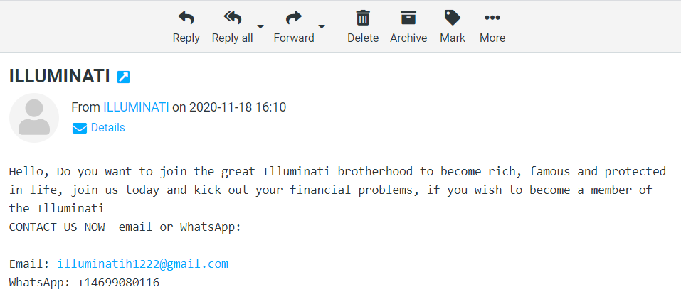 ZHCyberSecurity's tweet photo. I received this phishing email. I must say I was tempted to contact them. The prospect of become rich, famous and protected was really alluring. 🤣🤣🤣
#CyberSecurity #Phishing #AI #ML #4IR https://t.co/Zu2YGCPsFh