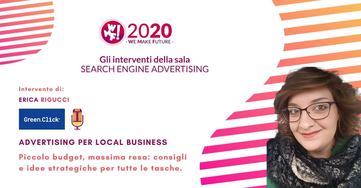 GreenClickIT's tweet photo. Benvenuto a @ilfestival!
Oggi aggiungi questo alla tua bucket list:
☑ Intervento di Erica Rigucci, la nostra esperta Google Ads che saprà illustrarti consigli e strategie per promuoverti online anche se hai un piccolo budget! 😉👉Inizia alle ore 11:45. 
#wmf2020 #wemakefuture https://t.co/er9tPCjQ3H