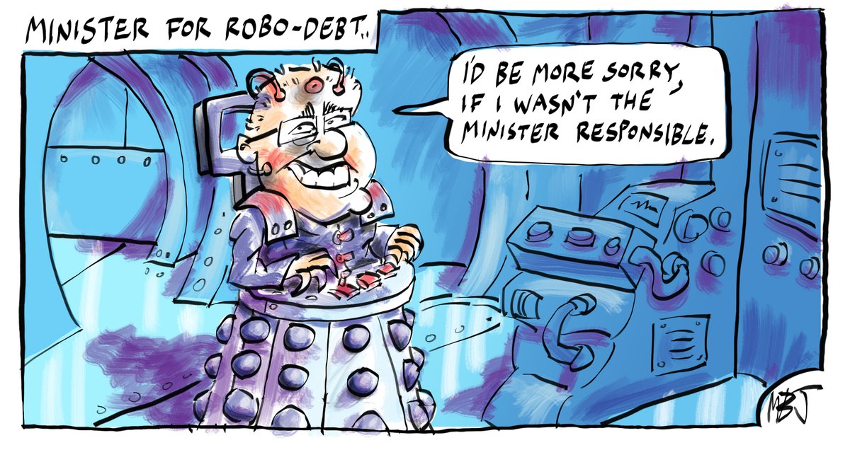 MBJCartoonist's tweet image. Cartoon I did today for the Melbourne Observer. #auspol #RobodebtRoyalCommission #RobotDebt