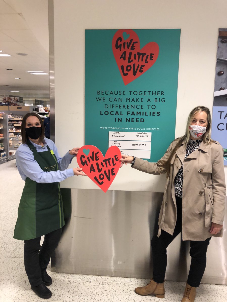 HomestartSWDev's tweet photo. Our Scheme Manager Zoe went to visit the Saltash store of @waitrose yesterday and met up with Sophie to talk about the new partnership. The campaign 'Give a little love' has been rolled out throughout the store, Doesn't it look great! Lots of lovely merchandise too. 😍❤️❤️ https://t.co/dvNfujiLtN