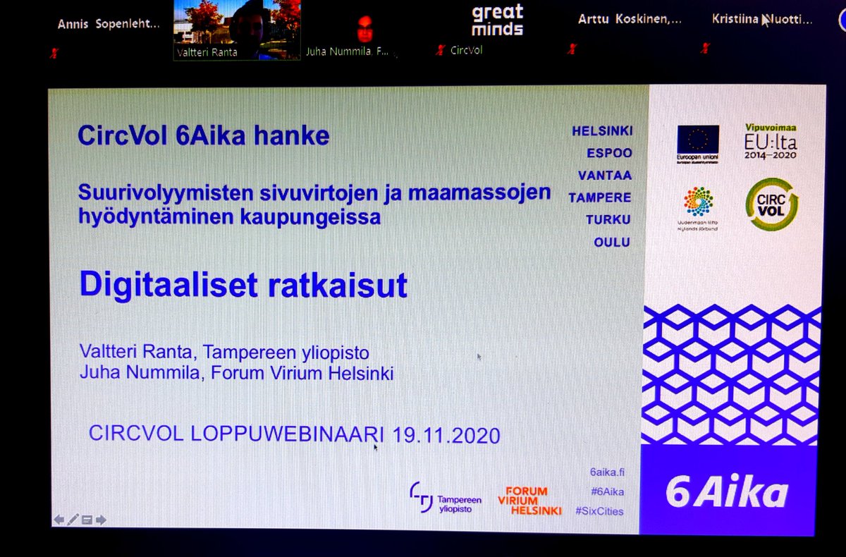 AnnisSopenlehto's tweet photo. 6Aika CircVol-hankkeen upea loppuseminaari käynnissä. Nyt on saatu verkostot kasaan ja toimimaan - myös jatkossa 👌Hienoa @circvol jengi 😊 Fasilitoinnista vastaa aina innostava @GreatMindsOy #6aika #circvol https://t.co/rmkuLNzfWr