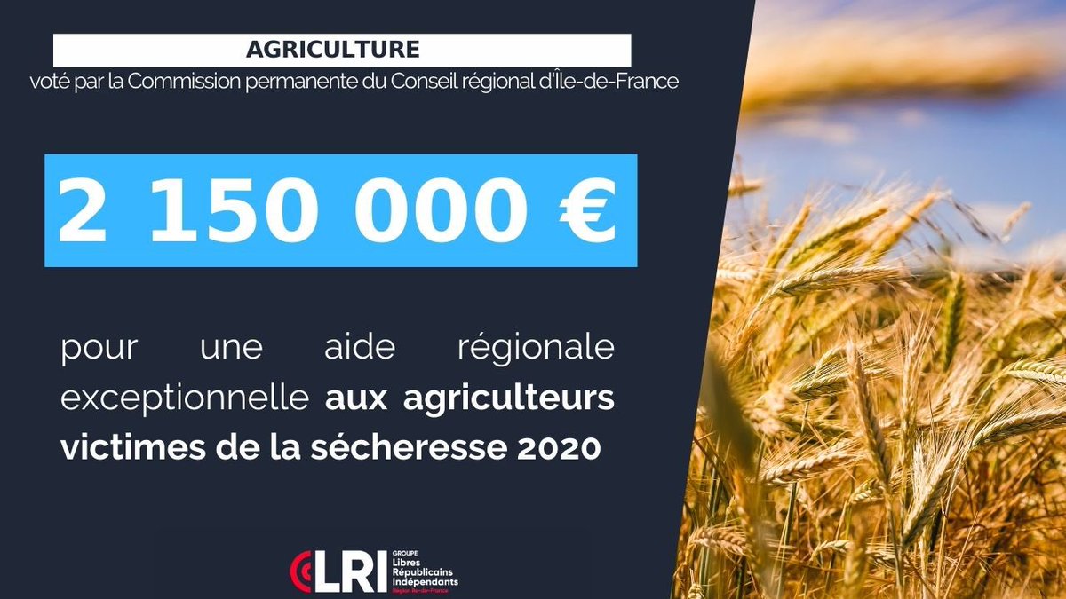 ADublanche's tweet photo. Nous votons une aide exceptionnelle sécheresse 2020 pour venir en aide à nos agriculteurs qui connaisse la pire récolte des 20 dernières années en @iledefrance 
Comme à chaque fois, la Region répond présent face aux difficultés que rencontre la ferme francilienne!
@vpecresse https://t.co/pL6NgRQLAg
