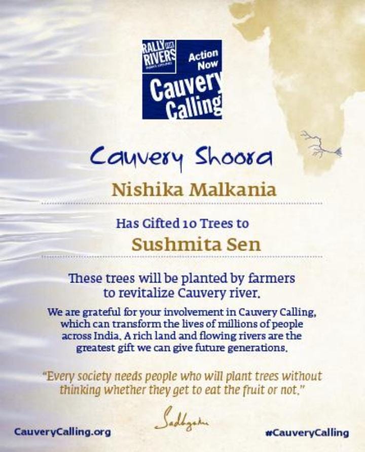 NMalkania's tweet photo. @thesushmitasen on your birthday, here is a small gift for you 🌳✨🧘🤗🙏💫, these saplings will be given to the farmers across the bank of cauvery river, which not only benefit farmers to free from the debt, but helps in reviving mother cauvery✨🤗💖 keep inspiring the world✨! https://t.co/VtsaxRysNx