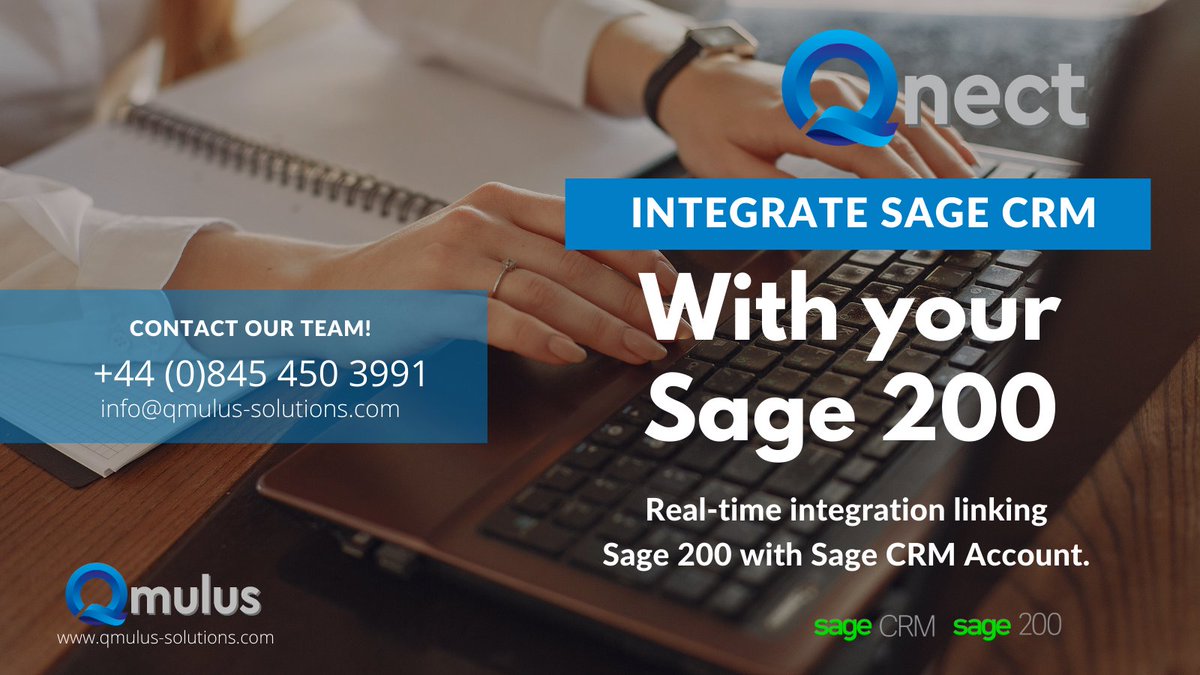 QmulusIT's tweet photo. Integrate your #Sage CRM with Sage 200 Account.
Qnect 200 for Sage CRM is a real-time integration component that links with Sage200 #Professional and #Standard.
+44 (0)845 450 3991
info@qmulus-solutions.com
#SagePartners @SageSupport @SagePartners #Qmulus #Sage200 #Qnect https://t.co/by5L21Gffm