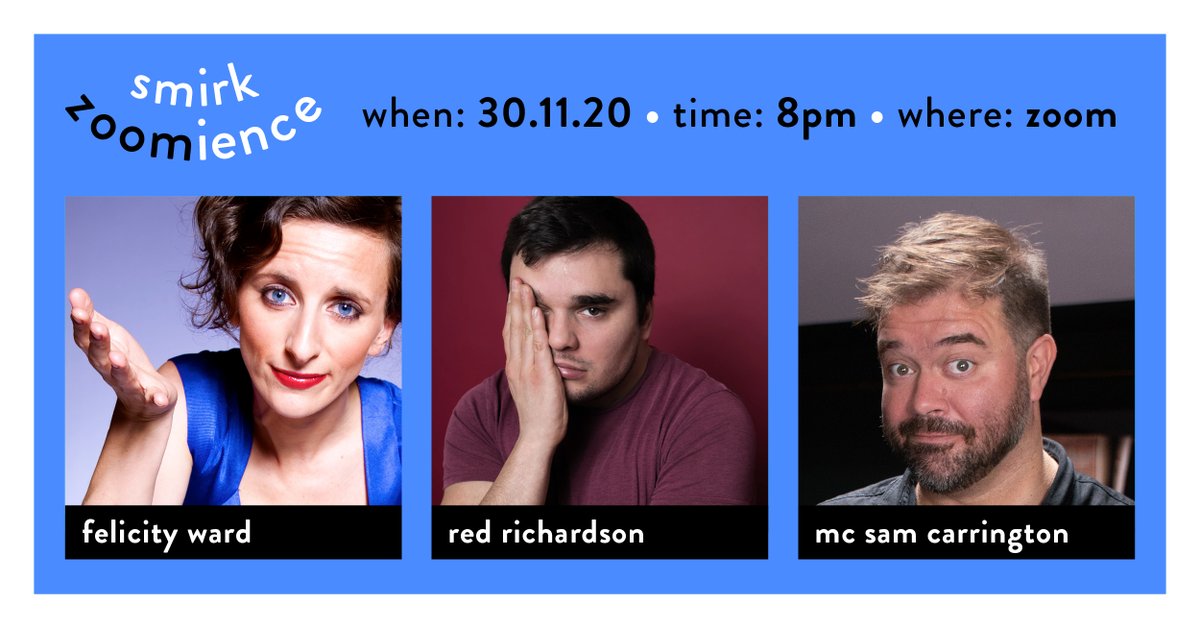 Delighted to get the next ready to go Mon week (30-11-20) and what a bobby dazzler it'll be.
<a href="/redrichardson1/">Red Richardson</a>  and <a href="/felicityward/">Felicity Ward</a>  on your laptop or mobile device for a fiver. Get your tickets here buff.ly/2IOSp7X