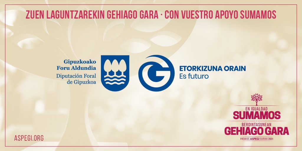 ASPEGI's tweet photo. Diputación Foral de Gipuzkoa colabora con los Premios @ASPEGI para dar visibilidad y reconocer la labor de las mujeres profesionales, directivas y empresarias en el ámbito profesional.
#premiosaspegi2021 #enigualdadsumamos @Gipuzkoa https://t.co/8QXaRPgyuI