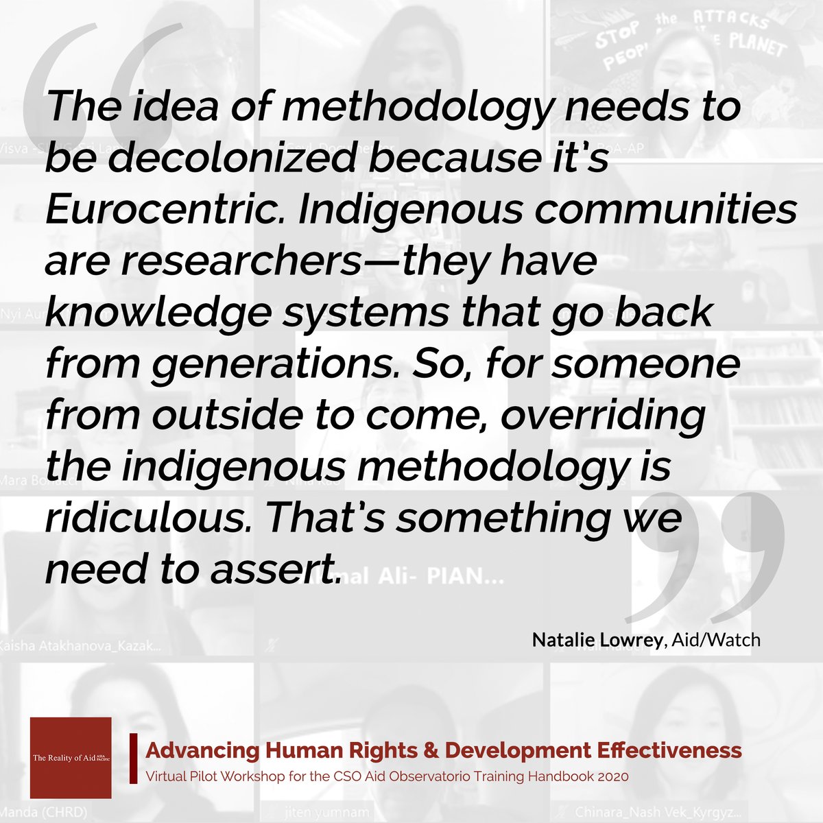 realityofaidAP's tweet image. Members discussed the critical role of people&apos;s research in development cooperation as well as the challenges that communities face when they themselves conduct and publish research. #DevCoop #SusDev #DevEffectiveness #ODA #aid #civilsociety #RoAAP #CPDEAsia #CSOAidObservatorio