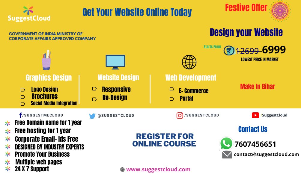 SuggestCloud's tweet photo. Now Get your website online today with our best service. expend your business with us.
#businessadvising #webdesigner #business #websitedesign #putyourbusinessonline #marketing #elearning #website #digitalmarketing #socialmedia #socialmediamarketing #suggestcloud https://t.co/GNH2u3uRmo