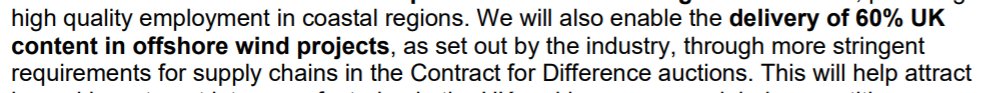 On the specificsOffshore wind. Govt wants to insist on higher UK content, which is right The issue before has been extra cost to developers (partly from historic lack of investment in supply chain) and Stat Aid rulesHow this will be solved is unclear