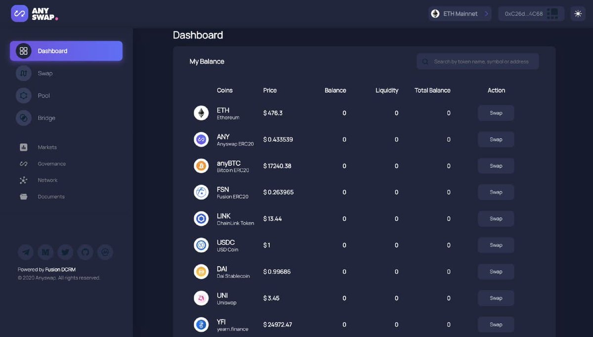 MultichainOrg's tweet image. 📣Yaay!! #Ethereum #ERC20 on @AnyswapNetwork is here people.🙌🏼 
You can try it out here. eth.anyswap.exchange/dashboard

It's like @UniswapProtocol but with #crosschain extras. 😉😎