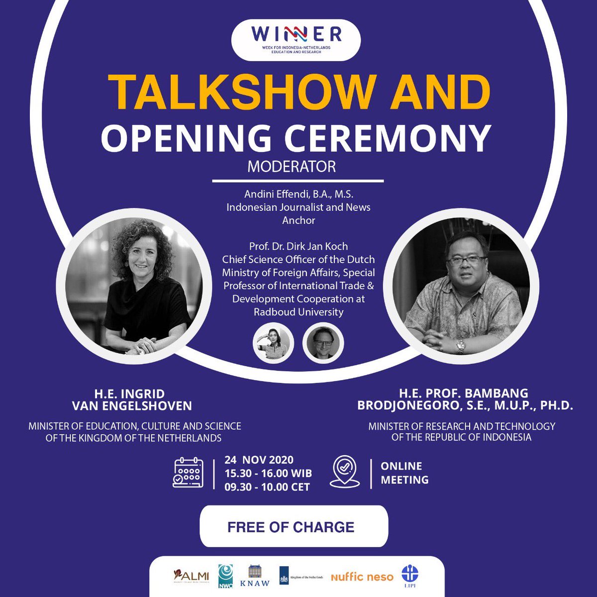 NLinIndonesia's tweet photo. Hey winner, will you join #WINNER? @WINNERconferen1 is the place where scientists and scholars from ๐ฎ๐ฉ and ๐ณ๐ฑ come together to discuss and plan new academic cooperation. Tackle SDGs together.
Register to the Opening Ceremony: https://t.co/OD9oEg7AAv
#NLKnowledge. https://t.co/QwC8qdmna9